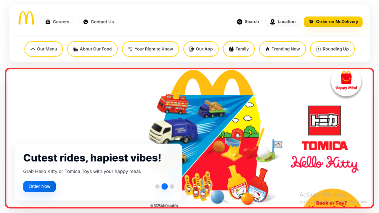 Hero Section of McDonald's redesign