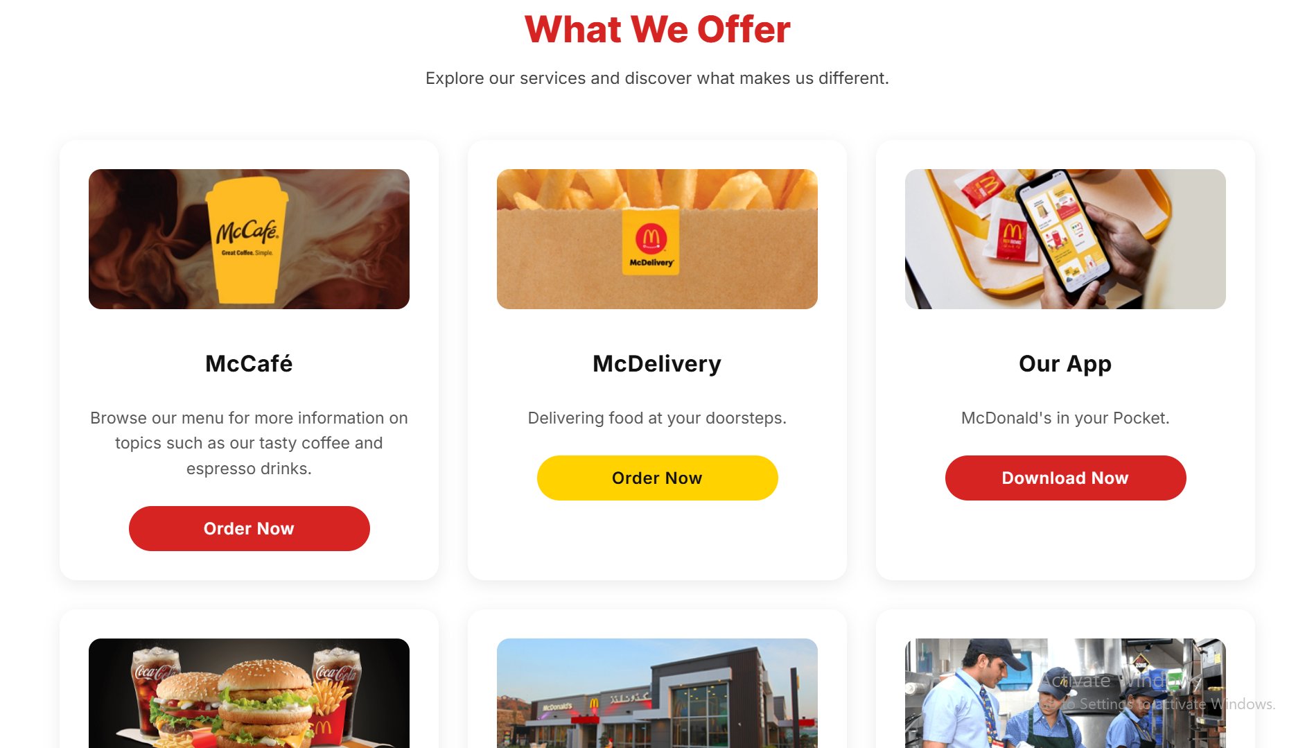 Hero Section of McDonald's redesign